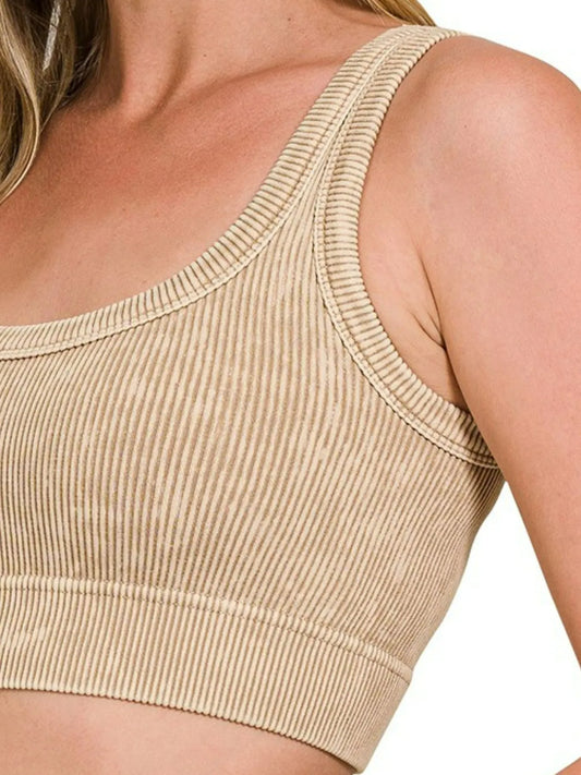 Washed Ribbed Seamless Tank – Scoop Neck Style