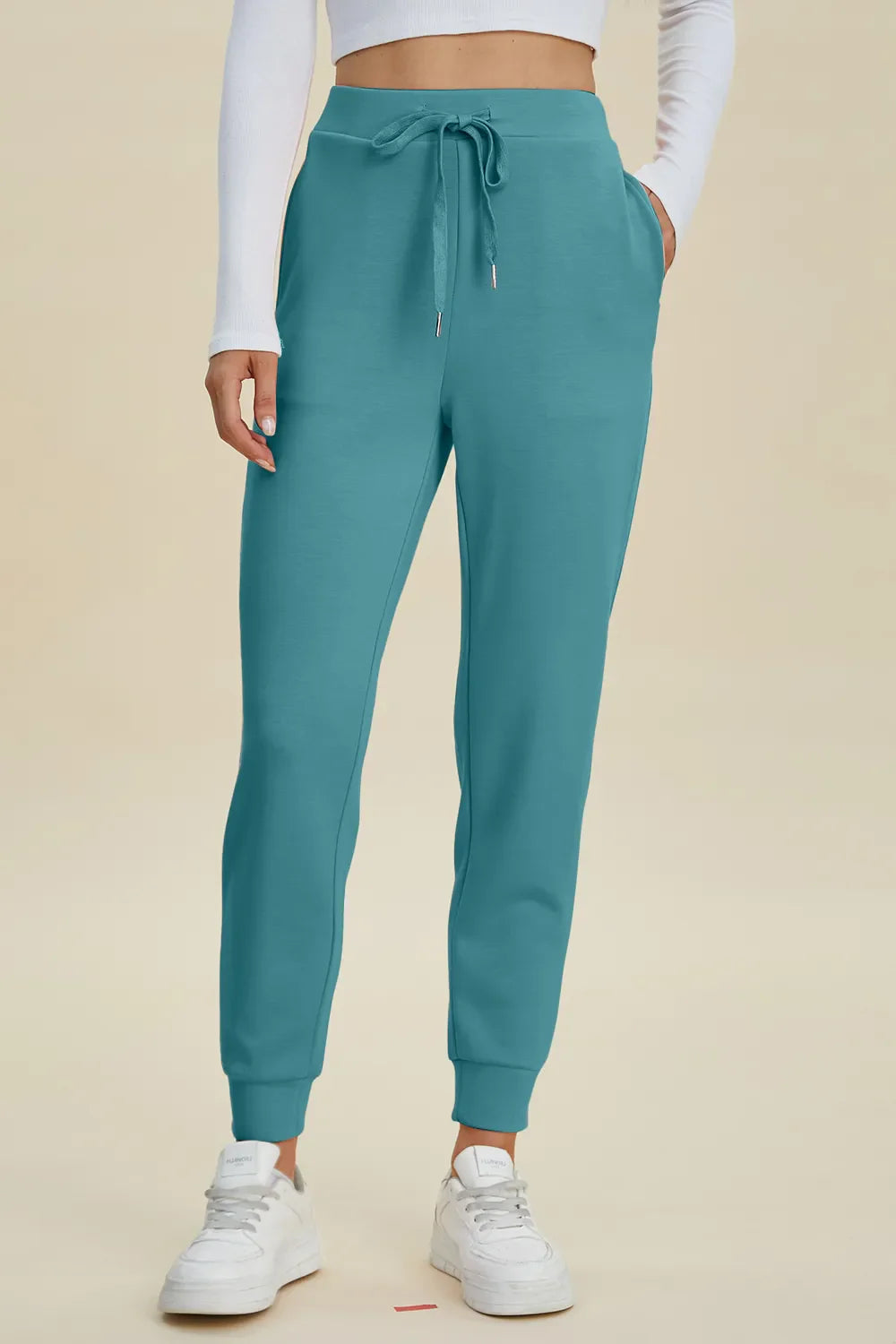 High Waist Air Scuba Joggers – Full Size Drawstring Lounge Pants for Women