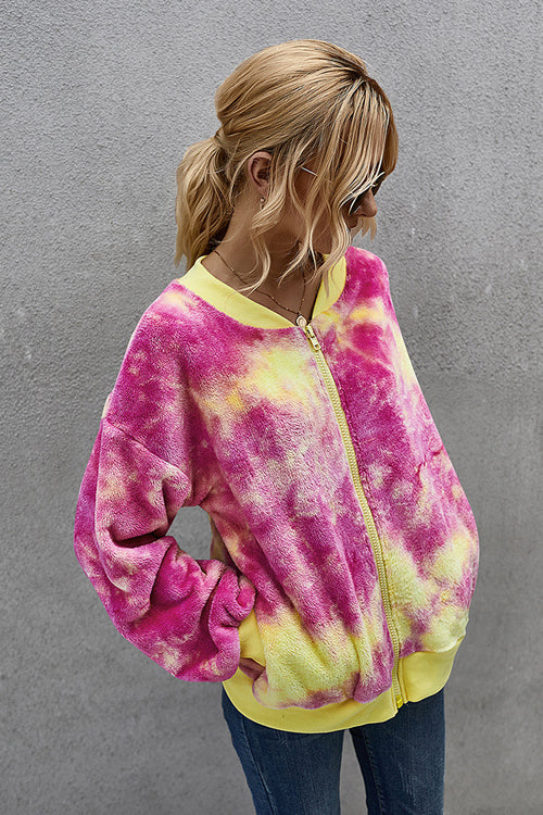 Ready For Fall Tie-Dye Fluffy Jacket - 4 Colors Pink