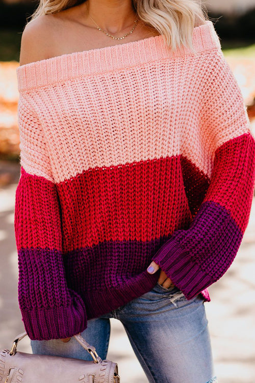 Warm You Up Striped Knit Sweater Pink
