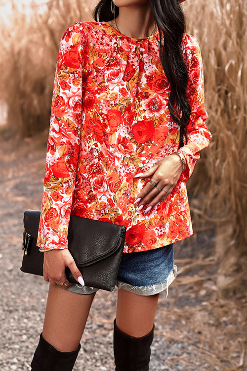 Out For The Day Print Long Sleeve Top - 4 Colors Red