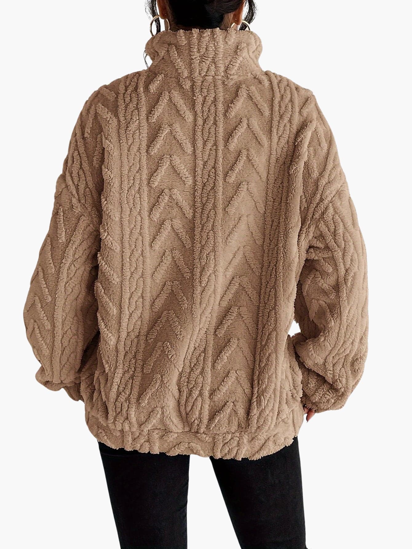 Zara | Luxe Cable-Knit Fleece Sweatshirt