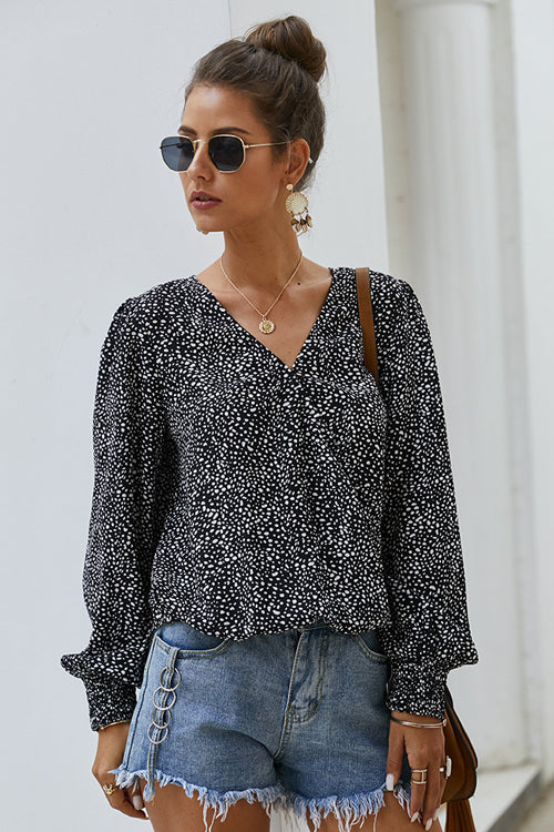 Draw You Close Printed Long Sleeve Wrap Top - 2 Colors