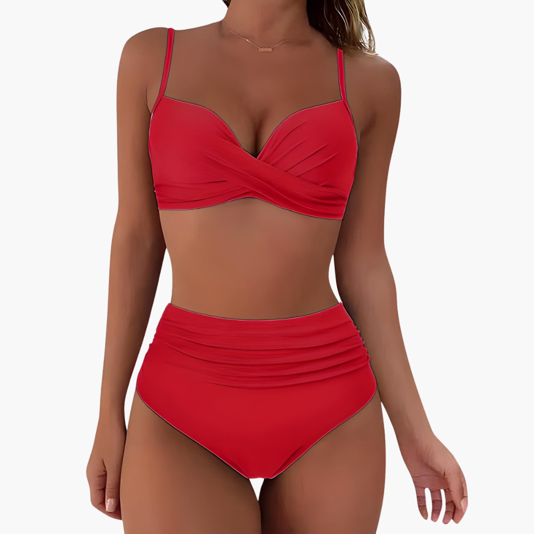 Bikini Set for Women with High - Waisted Bottoms and Triangle Top