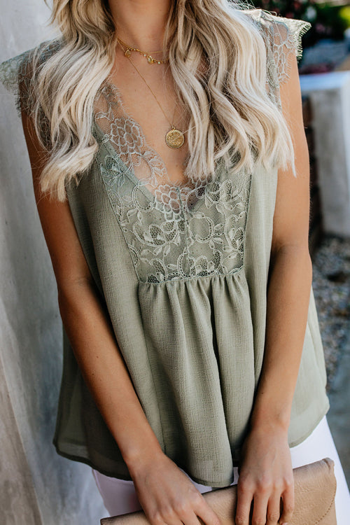 Love Yourself Lace V-neck Two-Piece Top - 4 Colors Green