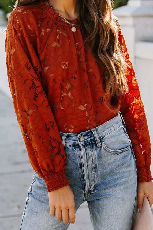 Crush On You Lace Up Top - 2 Colors Rust Red