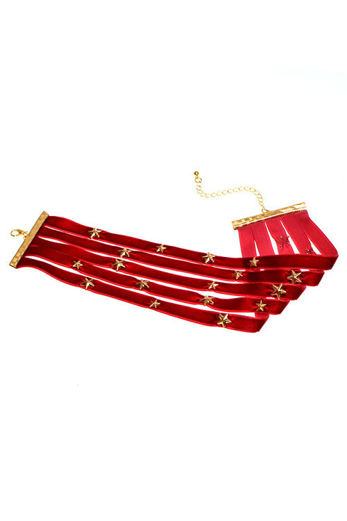 Rivet Layered Cool Choker Red