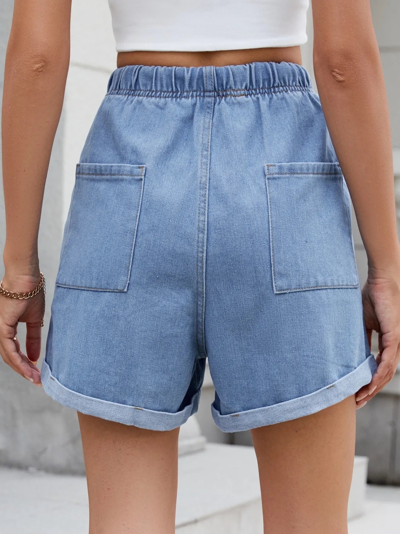 Chill Wash Drawstring Denim Shorts