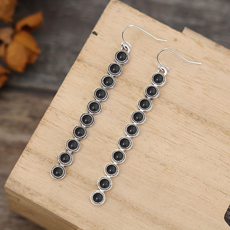 Turquoise Bar Drop Earrings – Alloy