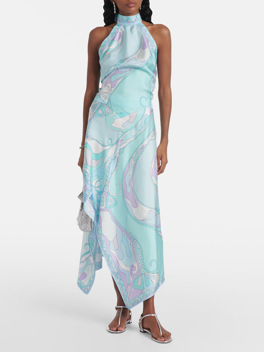 Unique Psychedelic Swirl Print Skirt Two-piece Set Light blue