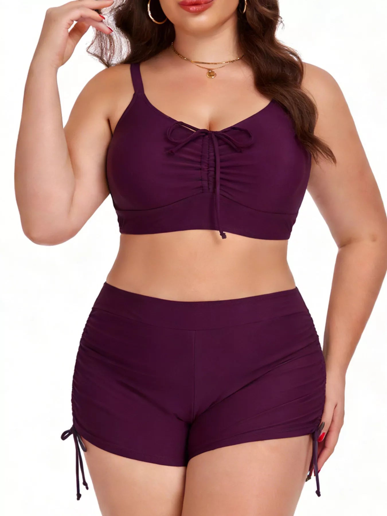 Plus Size Bathing Suit Ruched Drawstring