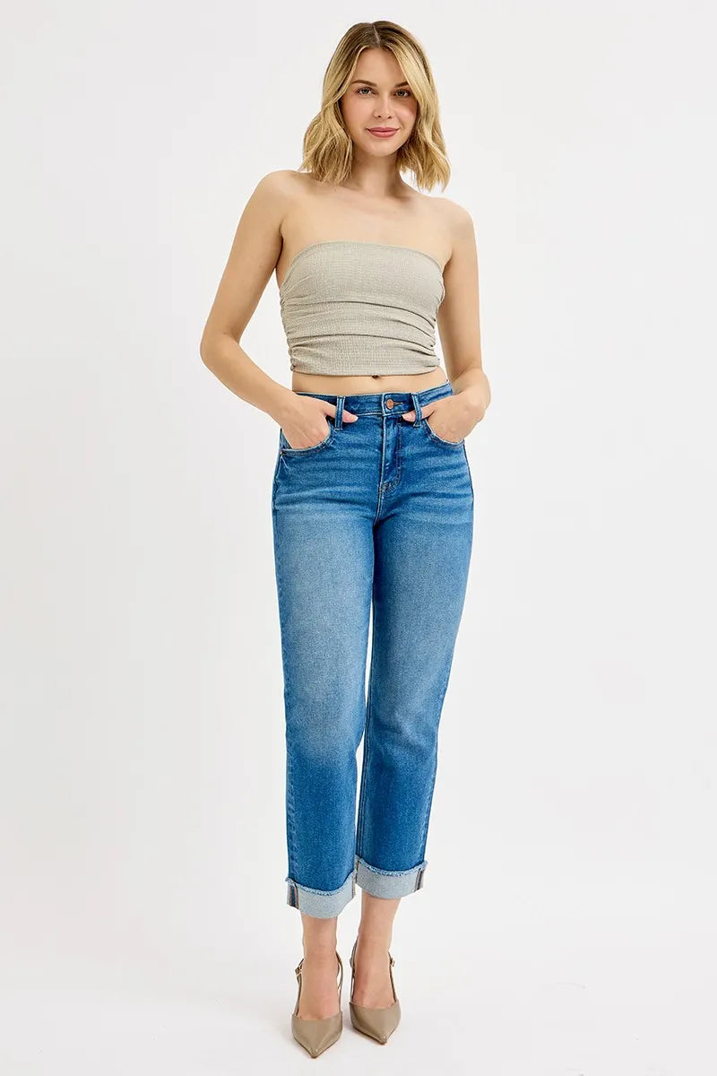 Boyfriend Fit High Waist Ankle Jeans – Plus Size