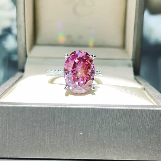 8 Carat Moissanite Oval 925 Sterling Silver Ring