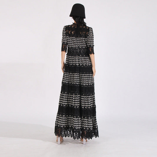 Black short sleeves maxi dress