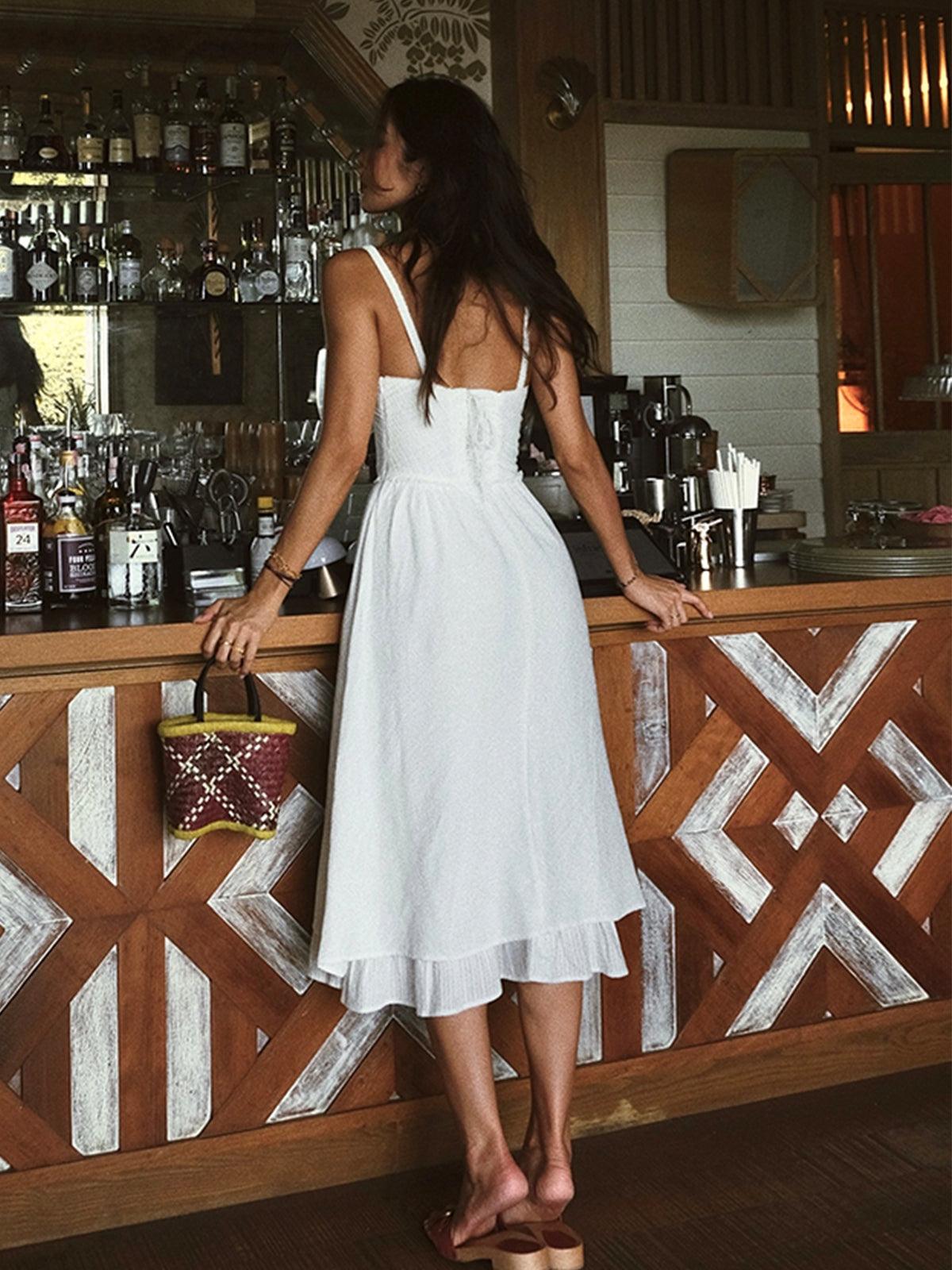 Schlichtes Camisole-Midikleid mit Rüschensaum