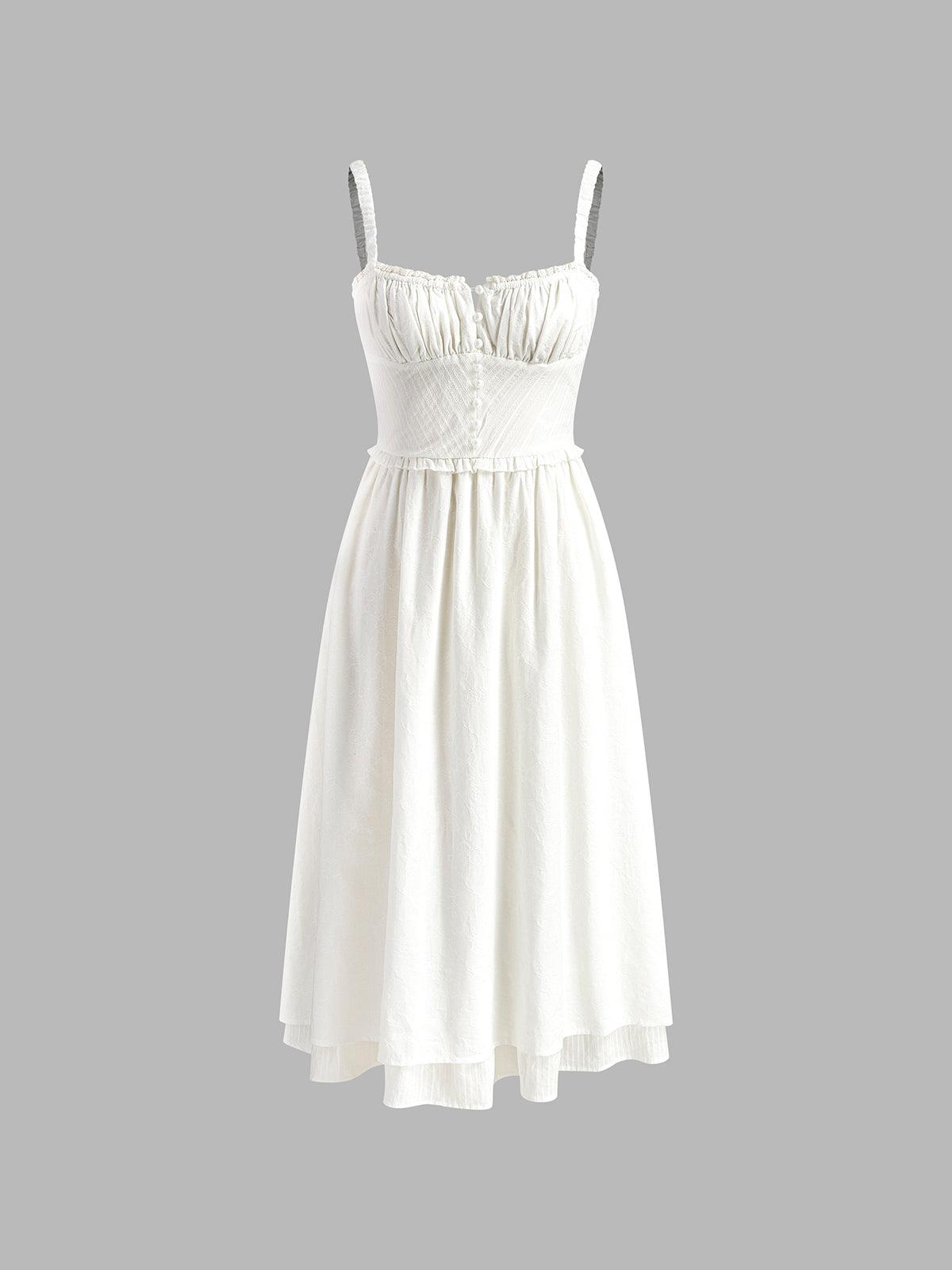 Schlichtes Camisole-Midikleid mit Rüschensaum