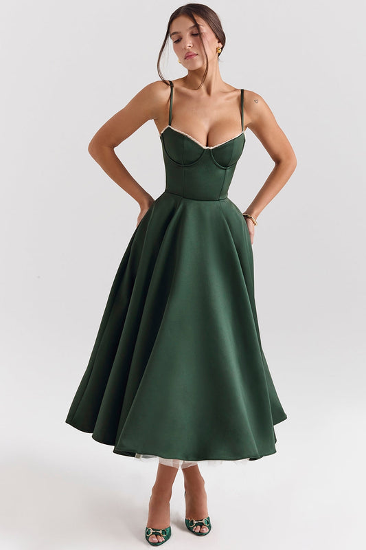 Mademoiselle midi dress- Green