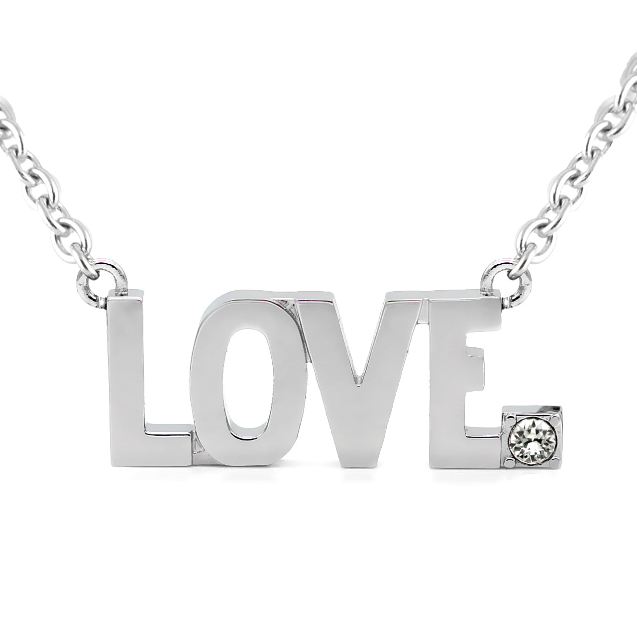 Sparkling LOVE Block Pendant Necklace