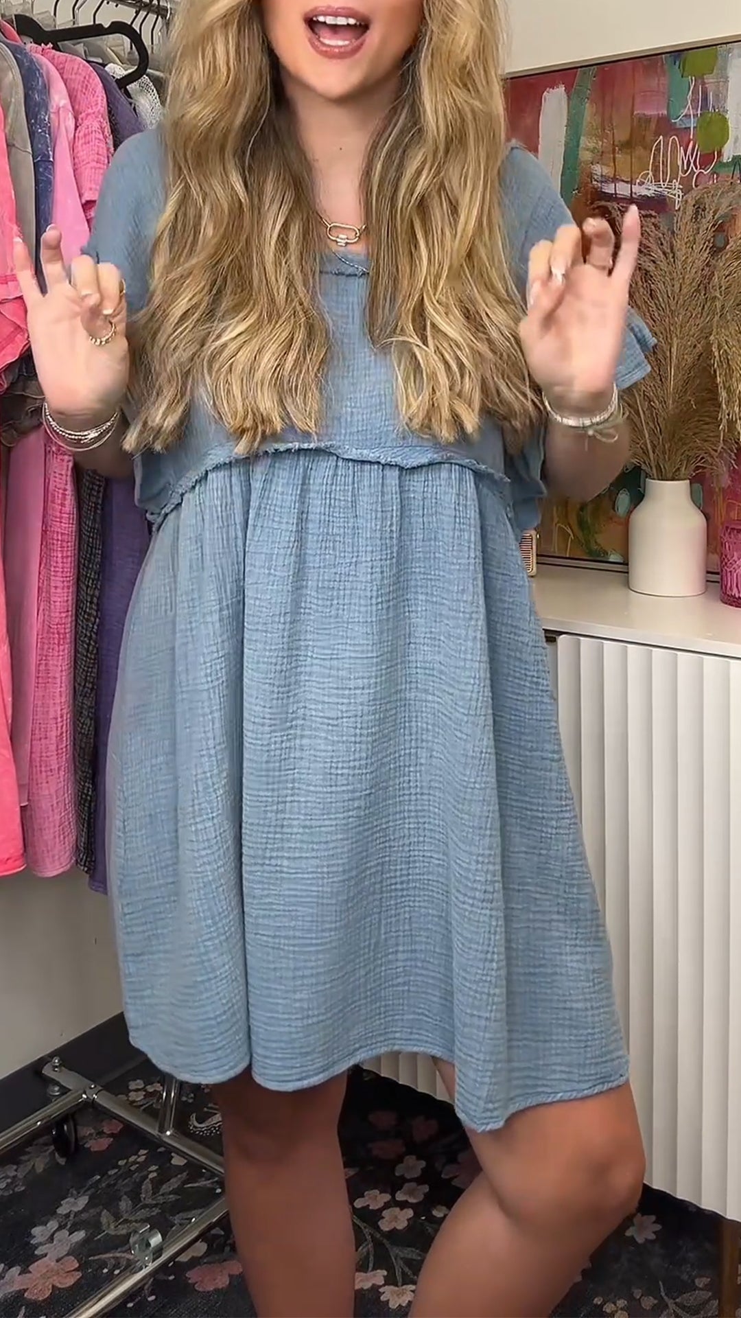 Ladies' Round Neck Patchwork Casual Dress