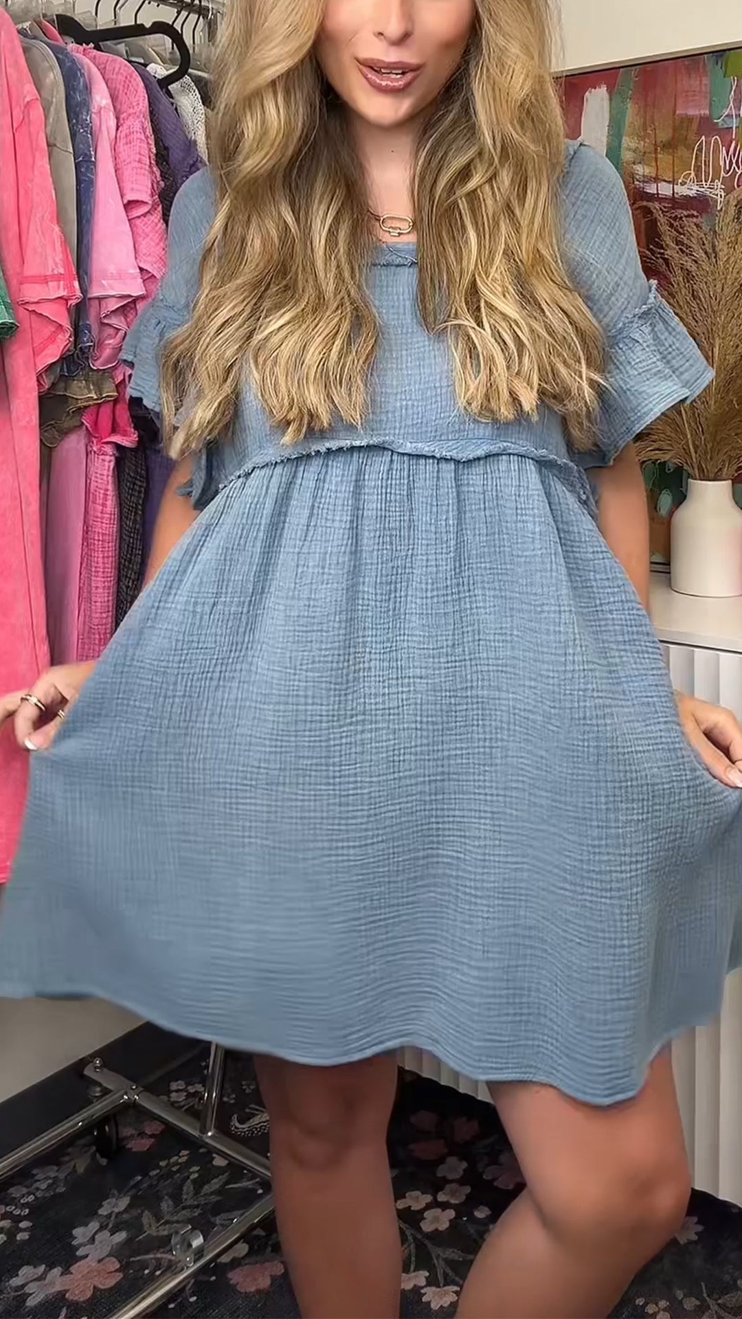 Ladies' Round Neck Patchwork Casual Dress