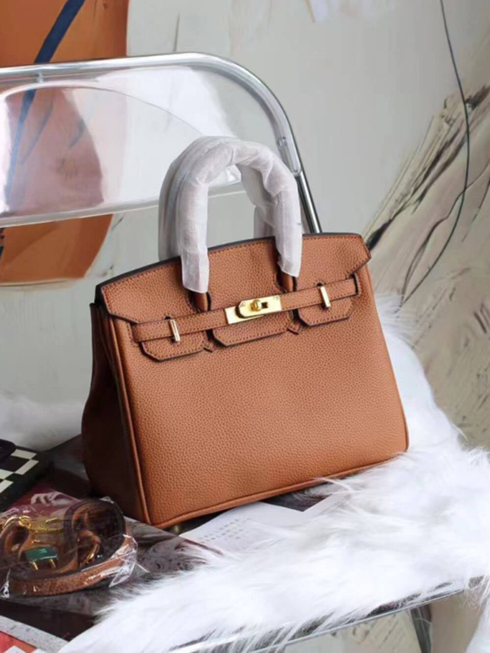 Commuter Single-Shoulder Crossbody Handbag Kelly Bag Brown