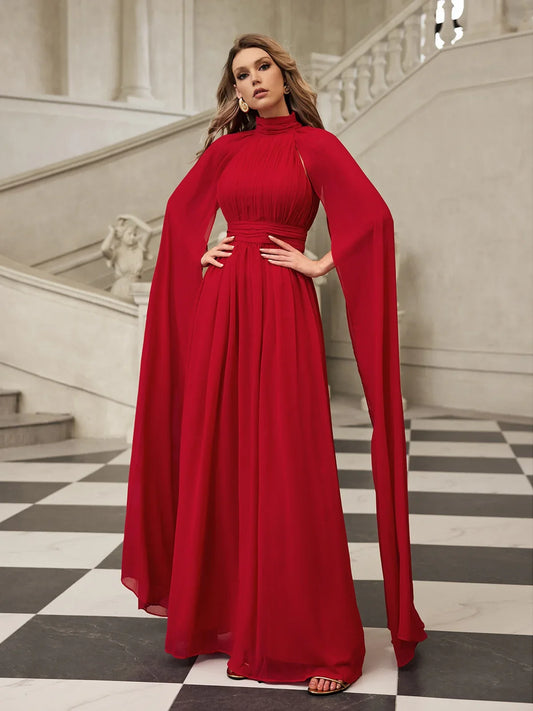 Velena High-Neck Cape Gown Size M