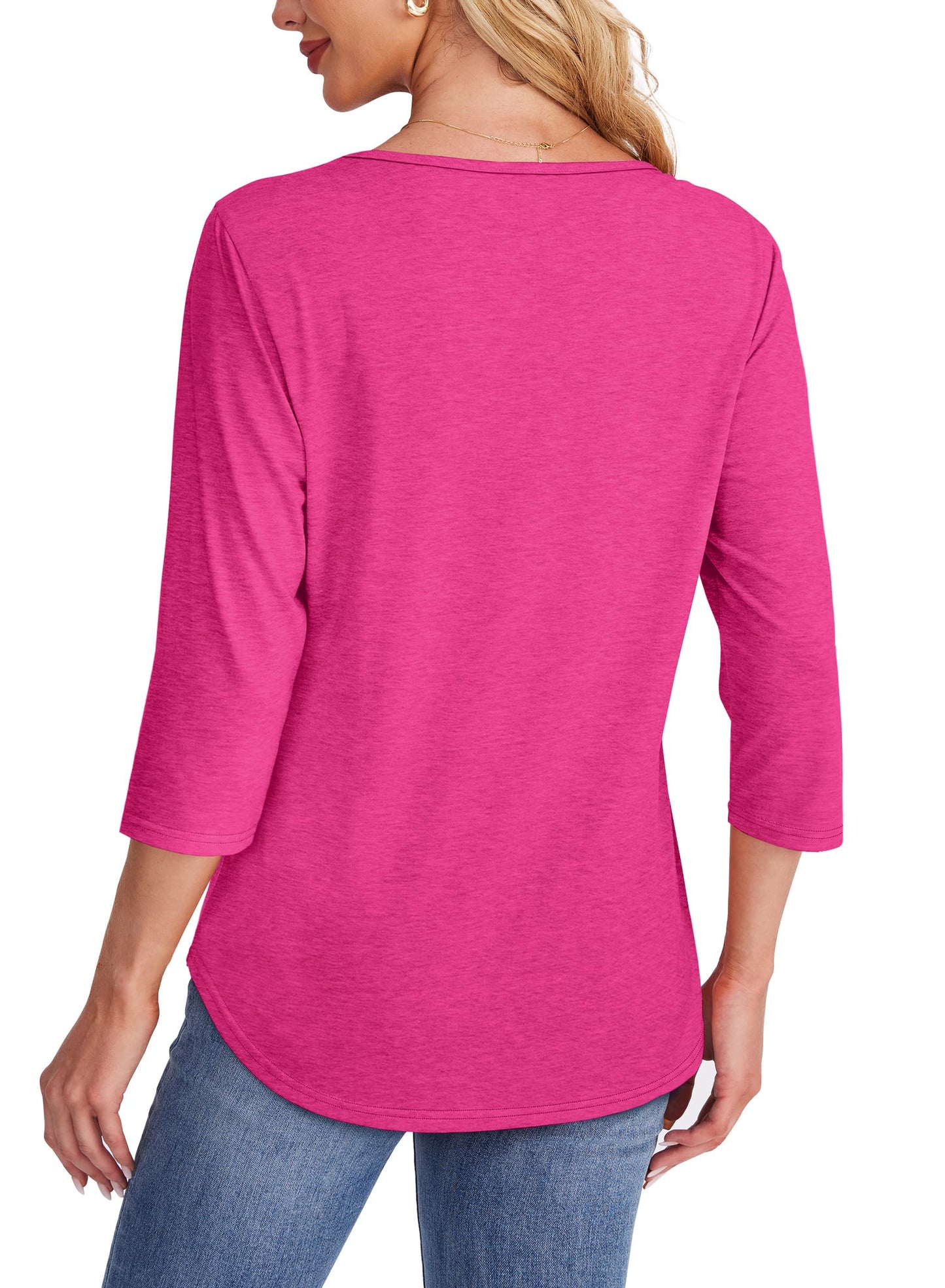 ⏰Hot Sale-Women's 3/4 Length Sleeve Top Pleated Front T-Shirt(Buy 3 Free Shipping)