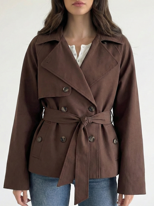 Alicent | Belted Double-Breasted Short Coat