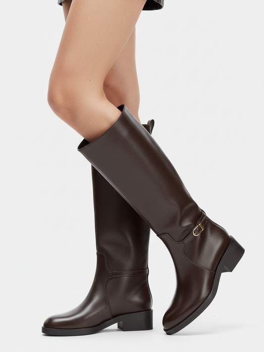 Bristol | Brown Classic Faux Leather Riding Boots