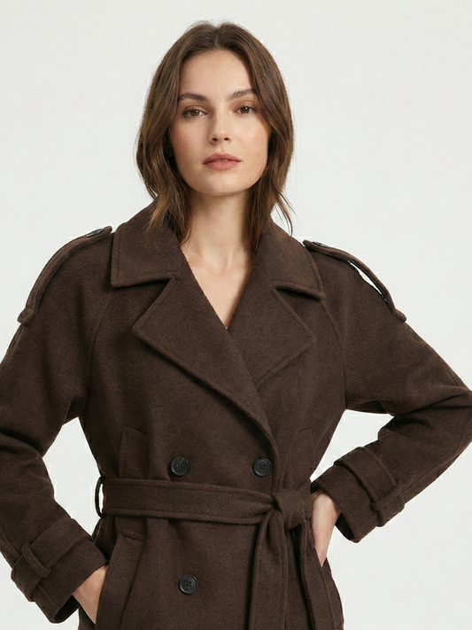 Camille | Brown Blend Cropped Trench Jacket