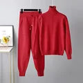 April | Stylish Comfortable Turtleneck Set Red One size fits all
