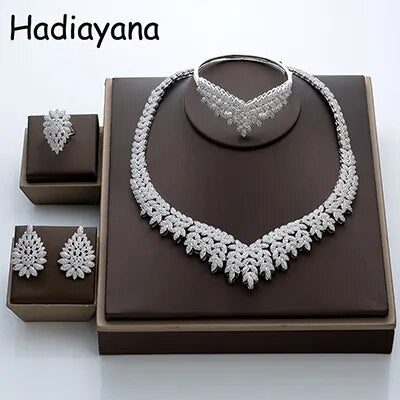Saashi Noble Micro Pave CZ Jewelry Set - Hadiyana Trendy Dubai Style
