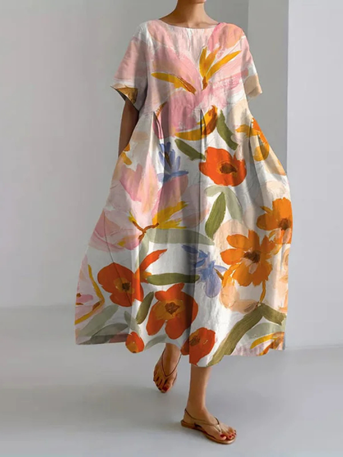 VALENTINA | Robe fleurie d'été à la coupe flatteuse et à la liberté de mouvement