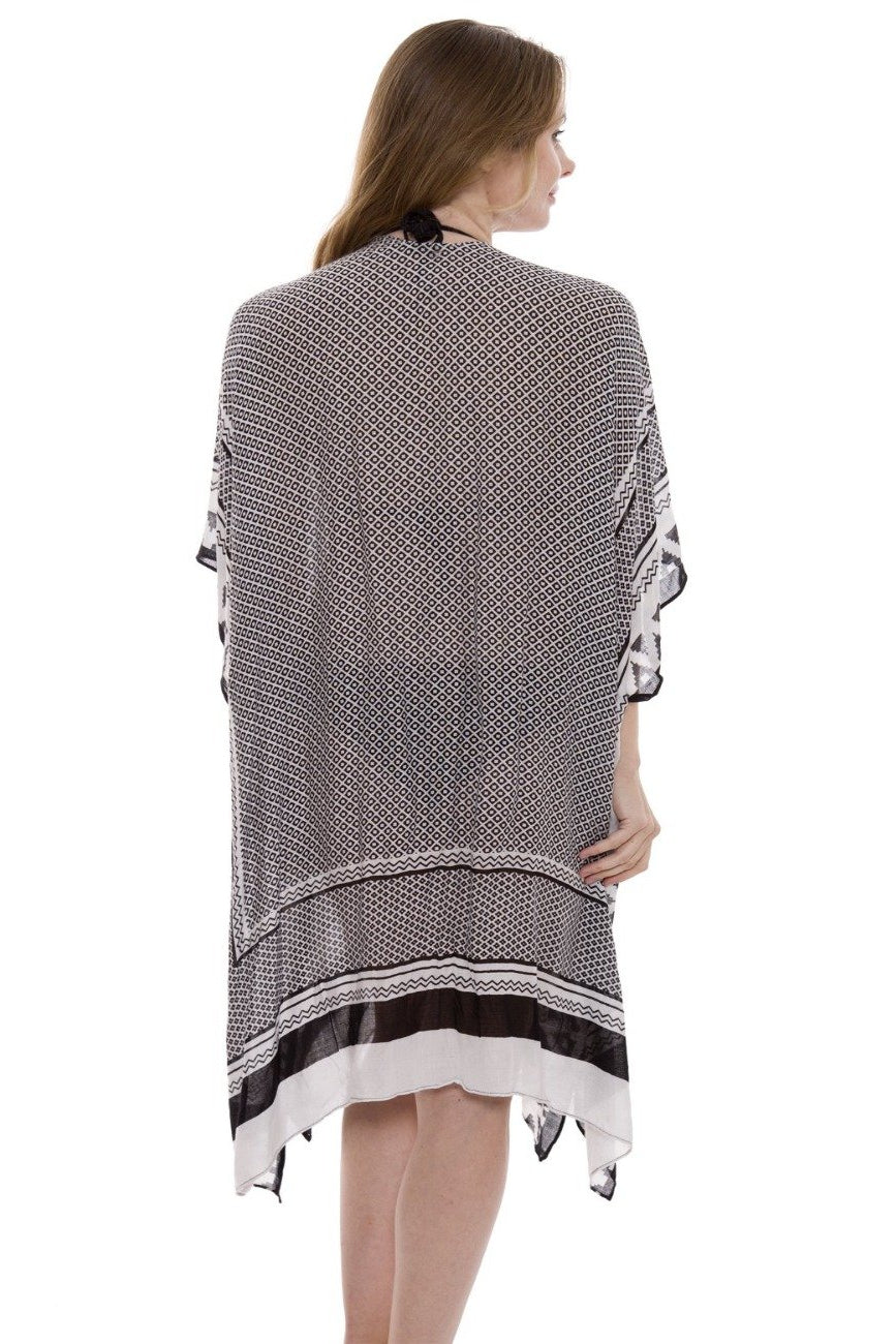 Ladies Printed Cover Up Black Print with Boarder on it