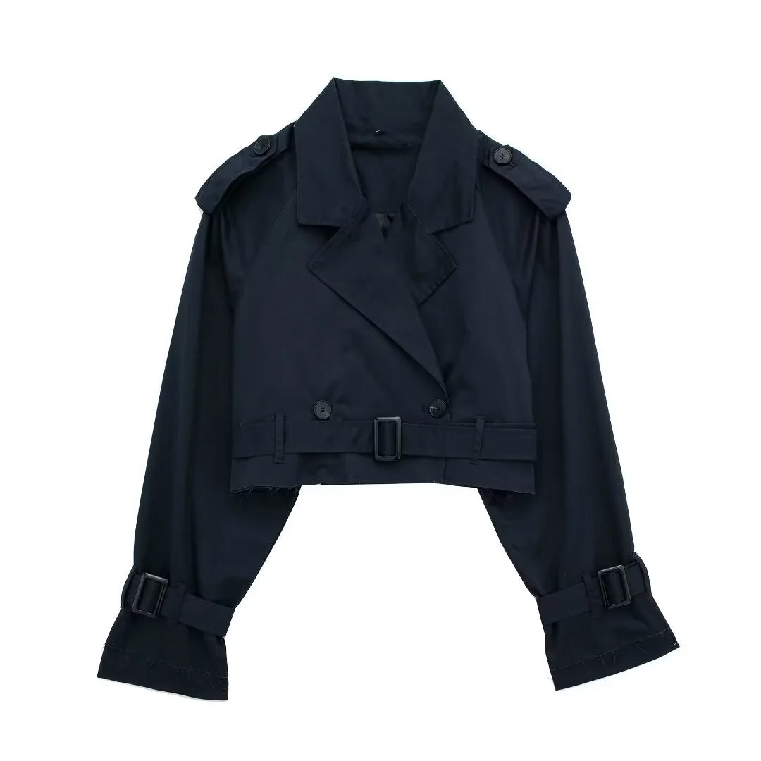 Lylah | Cropped Belted Trench Coat