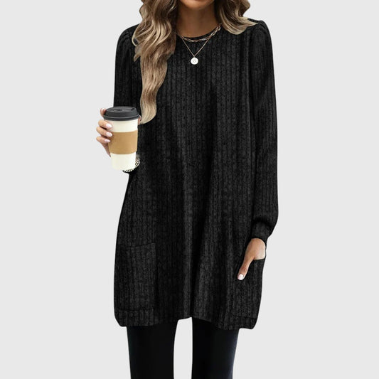 Clara™ - Cozy Pocket Tunic Black