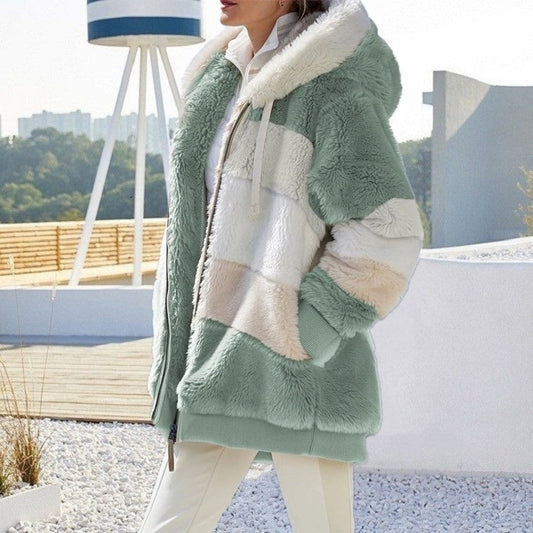 Kaila | Oversized Plush Hooded Jacket Green