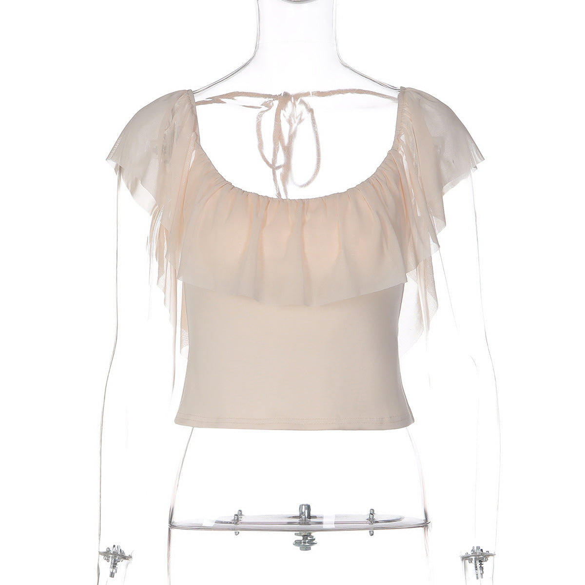 Sexy U Collar Big Ruffle Cropped Tied Backless Top Festival Vibes