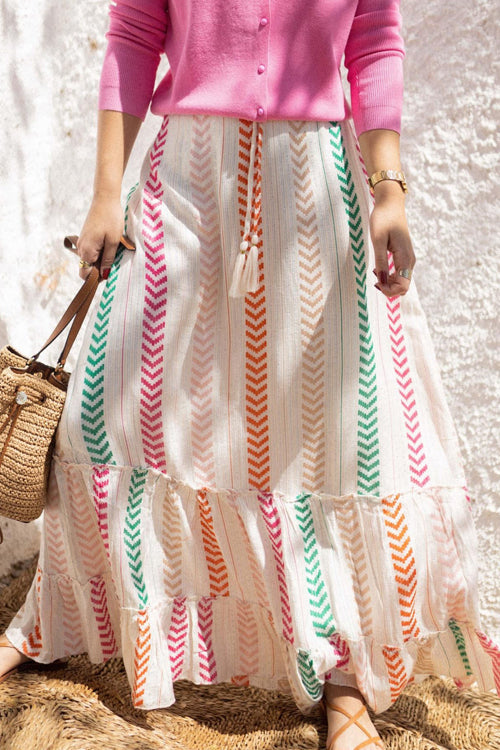 Show Up Boho Printed Maxi Skirt - 2 Colors White