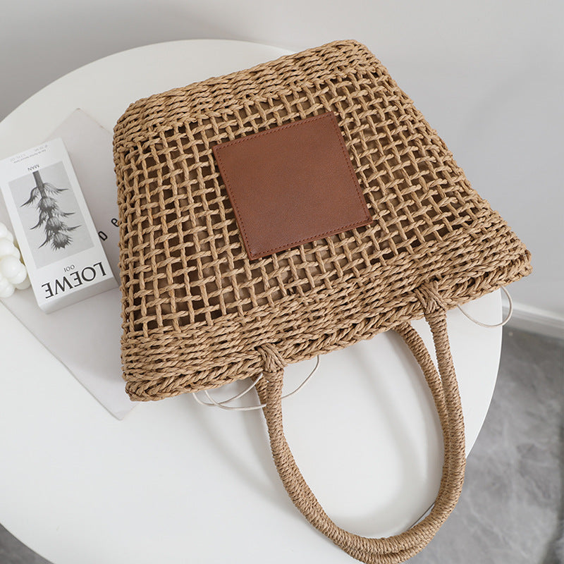 Straw Bag Retro One Shoulder P Hollow Out Cutout