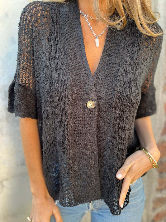 Isalyn – Lightweight Knit Cardigan Black