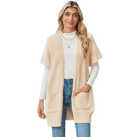 CASSAVA™ - Lightweight Open-Front Knit Cardigan Apricot