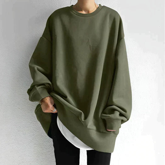 Serena - Oversized round neck jumper for women Army Green