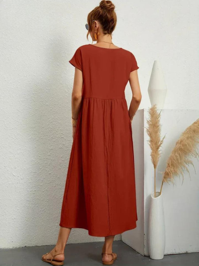 Maelis - Women's Loose Cotton Pocket Dress