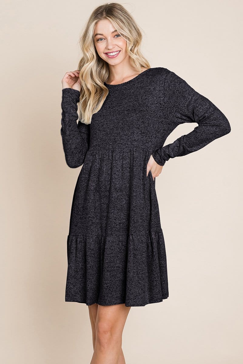 Tiered Mini Dress – Brushed Hacci, Pleated Layers