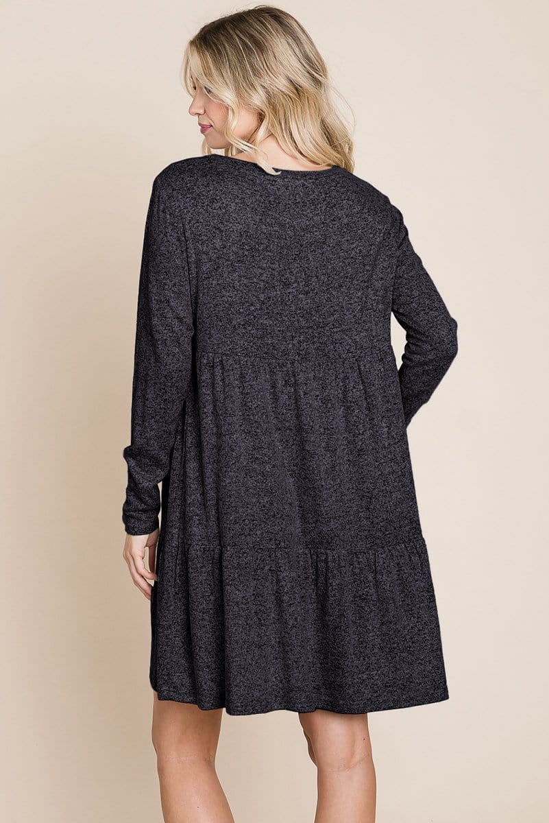 Tiered Mini Dress – Brushed Hacci, Pleated Layers