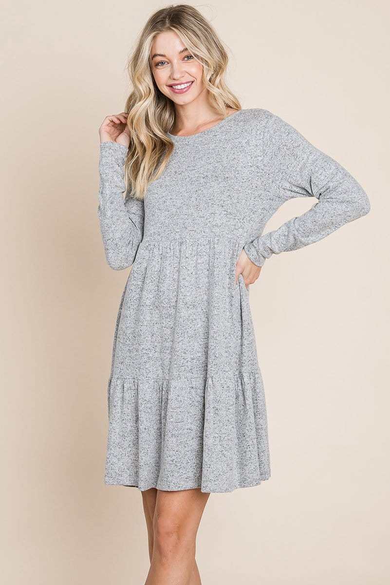 Tiered Mini Dress – Brushed Hacci, Pleated Layers