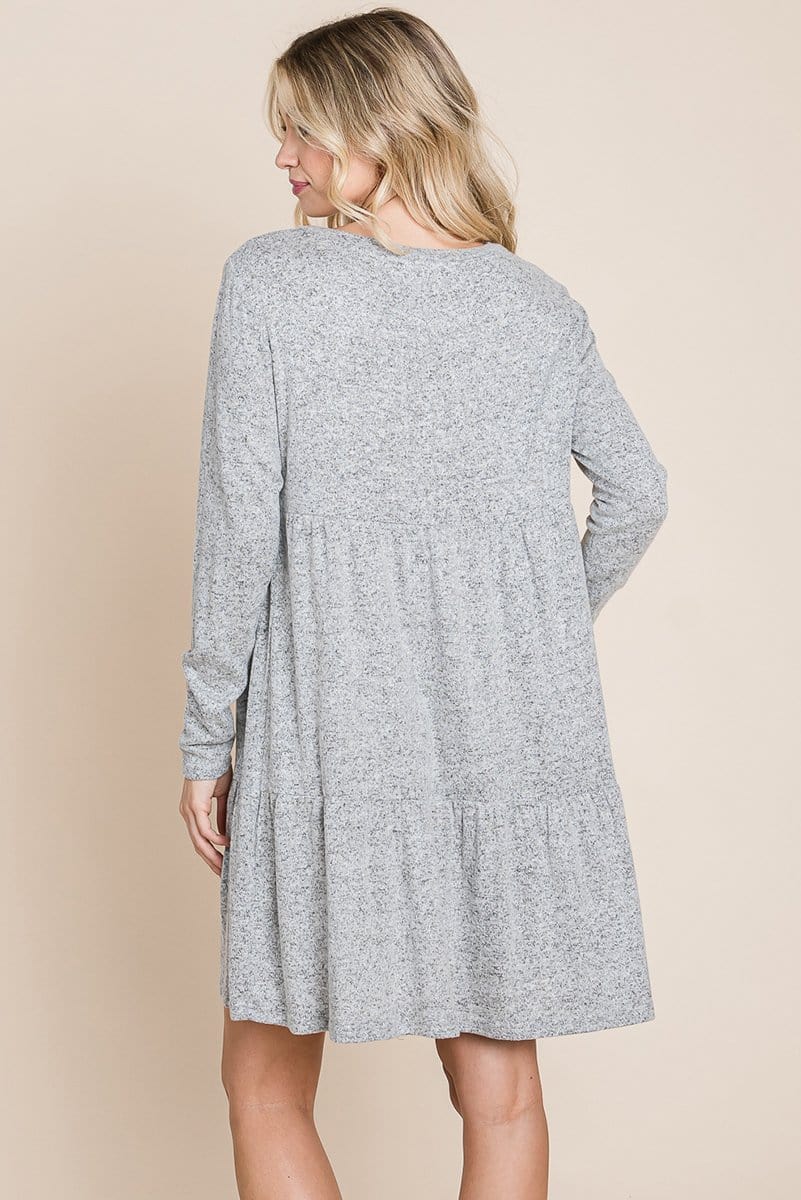 Tiered Mini Dress – Brushed Hacci, Pleated Layers