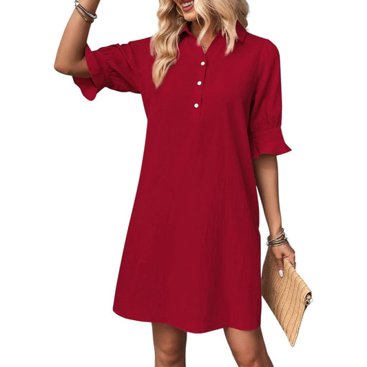 Cameron | Elegant Ruffle Dress Red