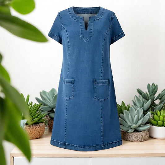Blythe | Soft Denim Dress with Short Sleeves